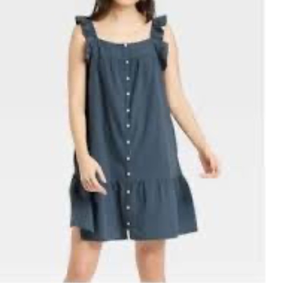 Universal Thread Dresses & Skirts - Universal Thread Blue Ruffle Buttoned Mini Dress